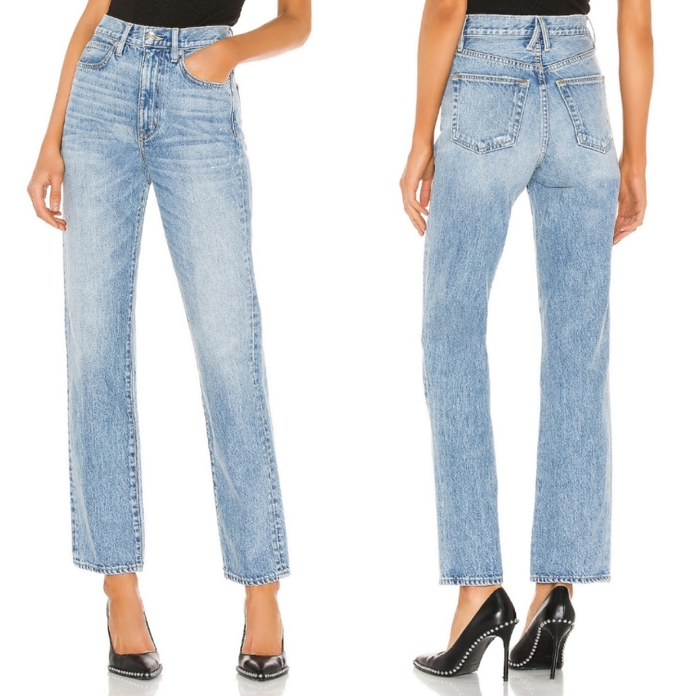 SLIVERLAKE London High Rise Straight Jeans In Heartache Wash 27.